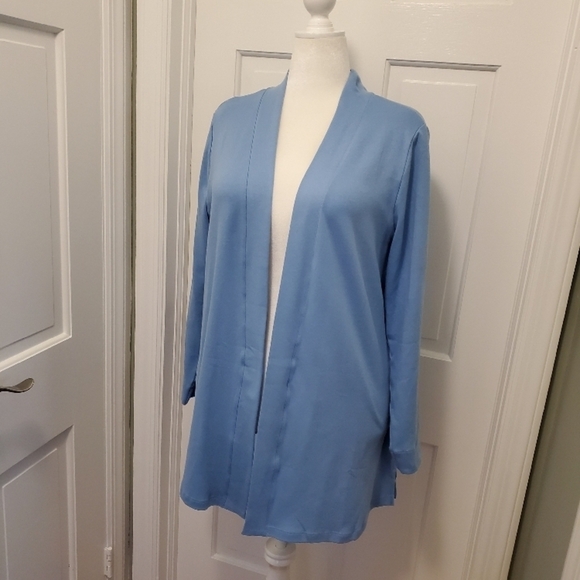 Isaac Mizrahi Light Blue Open Front Cardigan midlength Size 1X, casual comfy - Picture 3 of 10